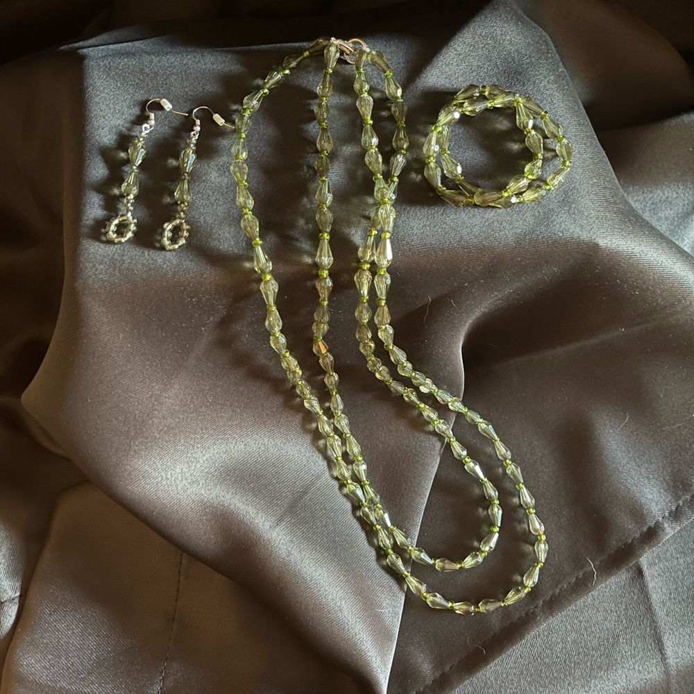 Double strand necklace set, handmade from vintage plastic beads.